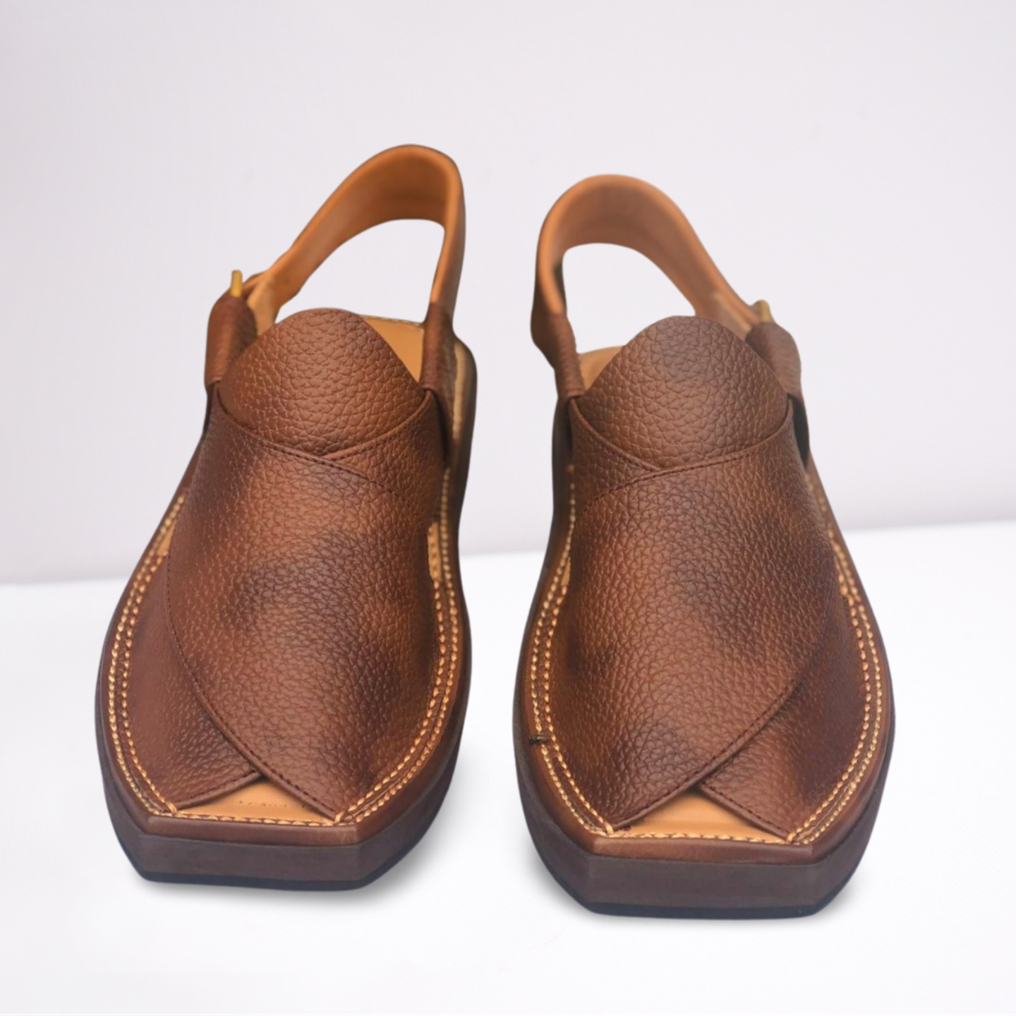 Premium Honey Brown Dotted Kaptaan Chappal