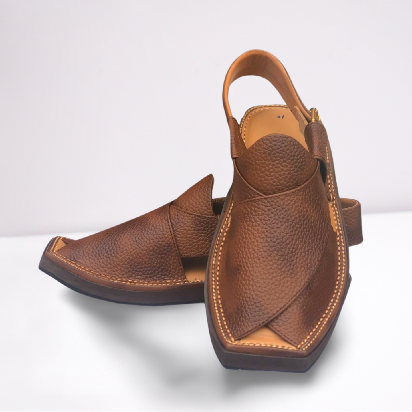 Premium Honey Brown Dotted Kaptaan Chappal