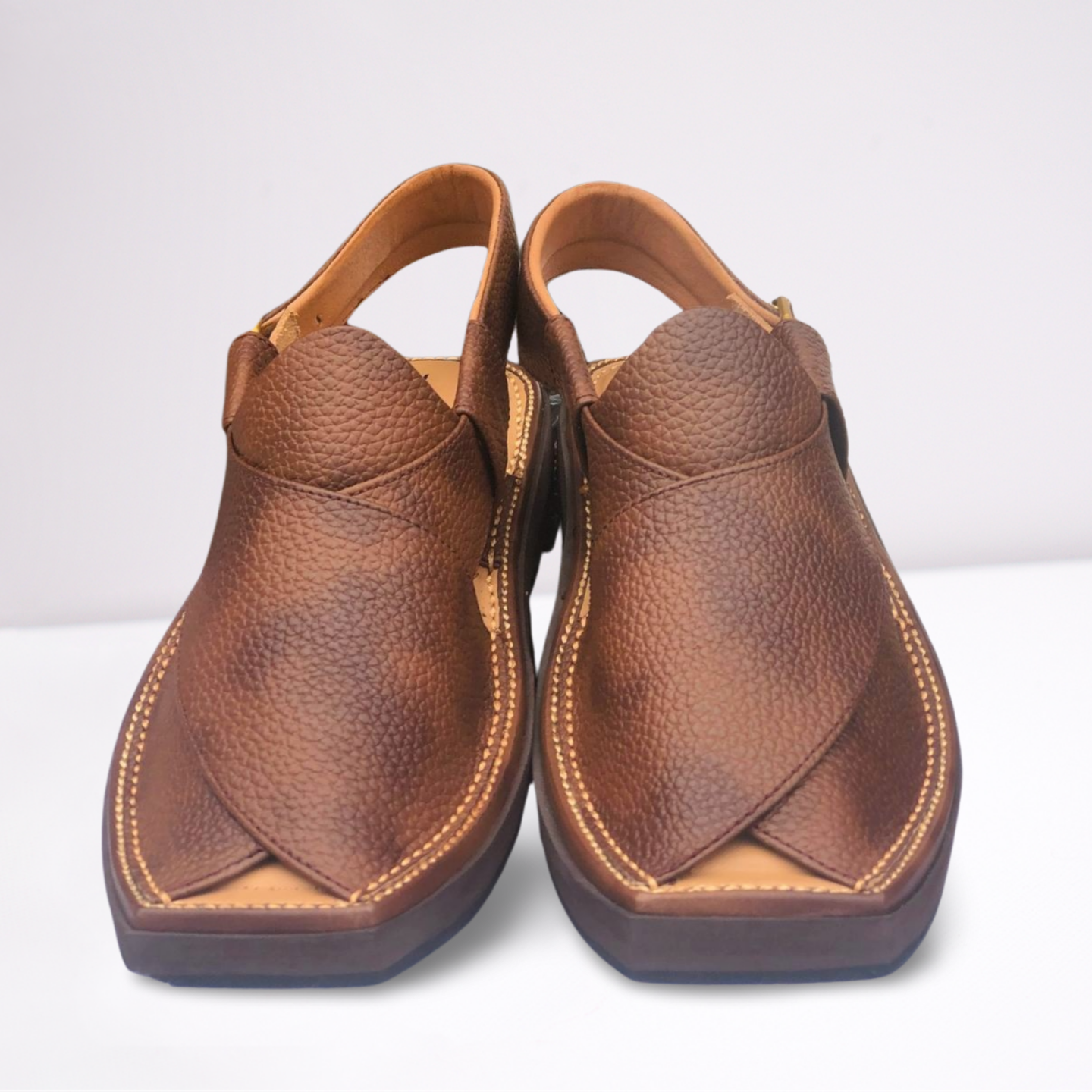 Premium Honey Brown Dotted Kaptaan Chappal